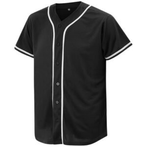 Unisex Solid Baseball Jersey – Casual Short Sleeve Button-Down T-Shirt