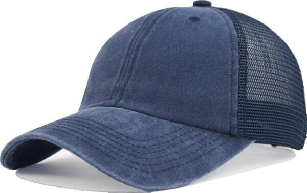 Vintage Trucker Baseball Hat – Unstructured Washed Dad Cap with Snapback & Soft Mesh - Image 7