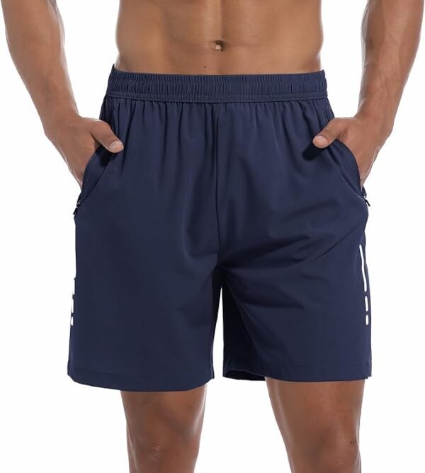 Men’s Quick-Dry Athletic Shorts – Gym & Running Shorts with 3 Zippered Pockets - Image 8