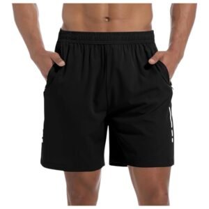 Men’s Quick-Dry Athletic Shorts – Gym & Running Shorts with 3 Zippered Pockets