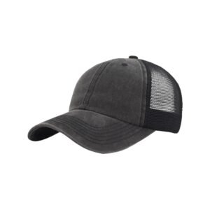 Vintage Trucker Baseball Hat – Unstructured Washed Dad Cap with Snapback & Soft Mesh