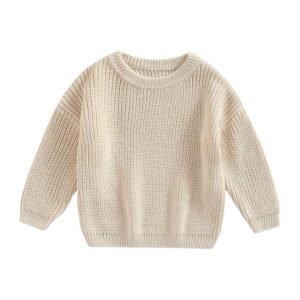 Baby Knit Sweater Pullover – Warm Crewneck Long Sleeve Top for Infant & Toddler Boys/Girls